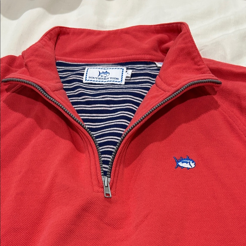 Southern Tide Men's Red Zip-Up Sweater